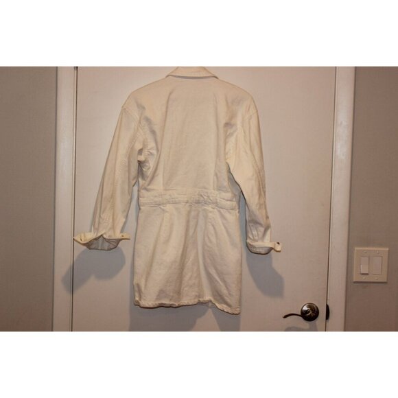 Zara Womens White Denim Shirt Dress With Button Front & Adjustable Waist - Size - Picture 7 of 10